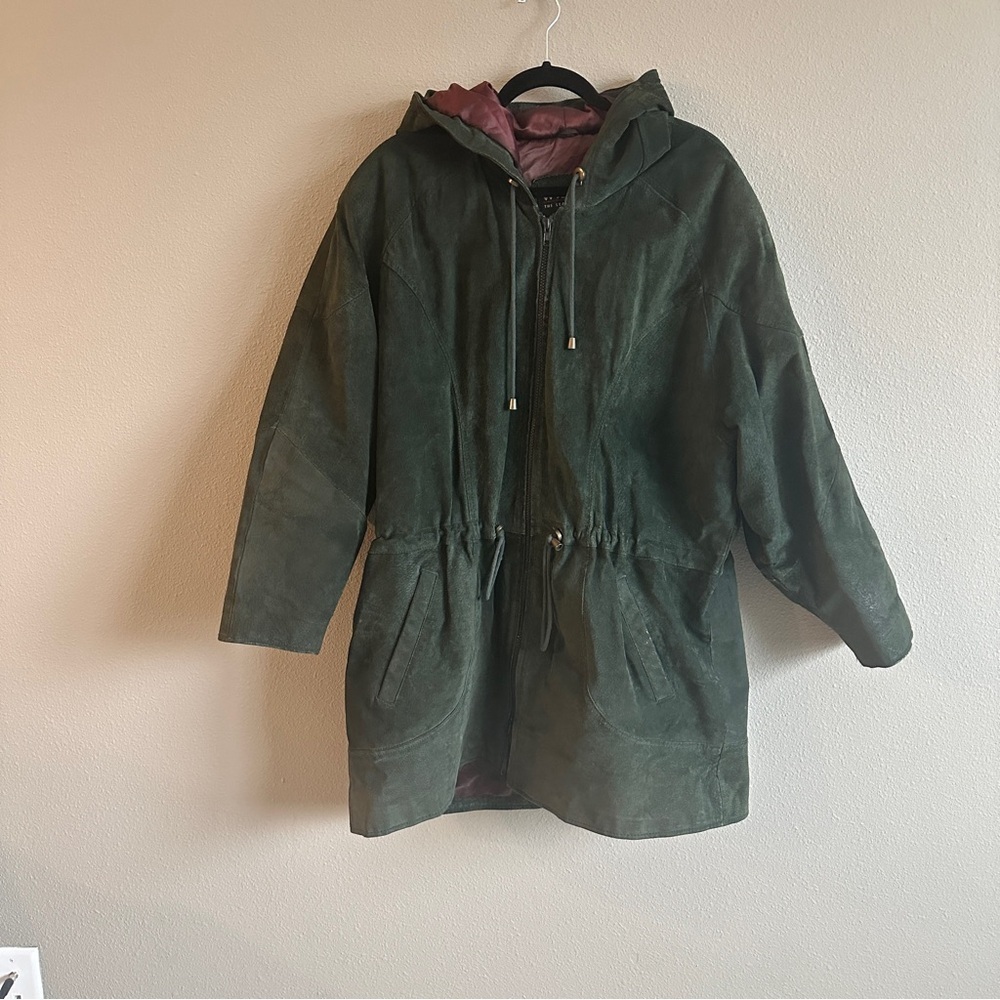 Vintage Wilson’s Green Leather Insulated Winter Coat Large